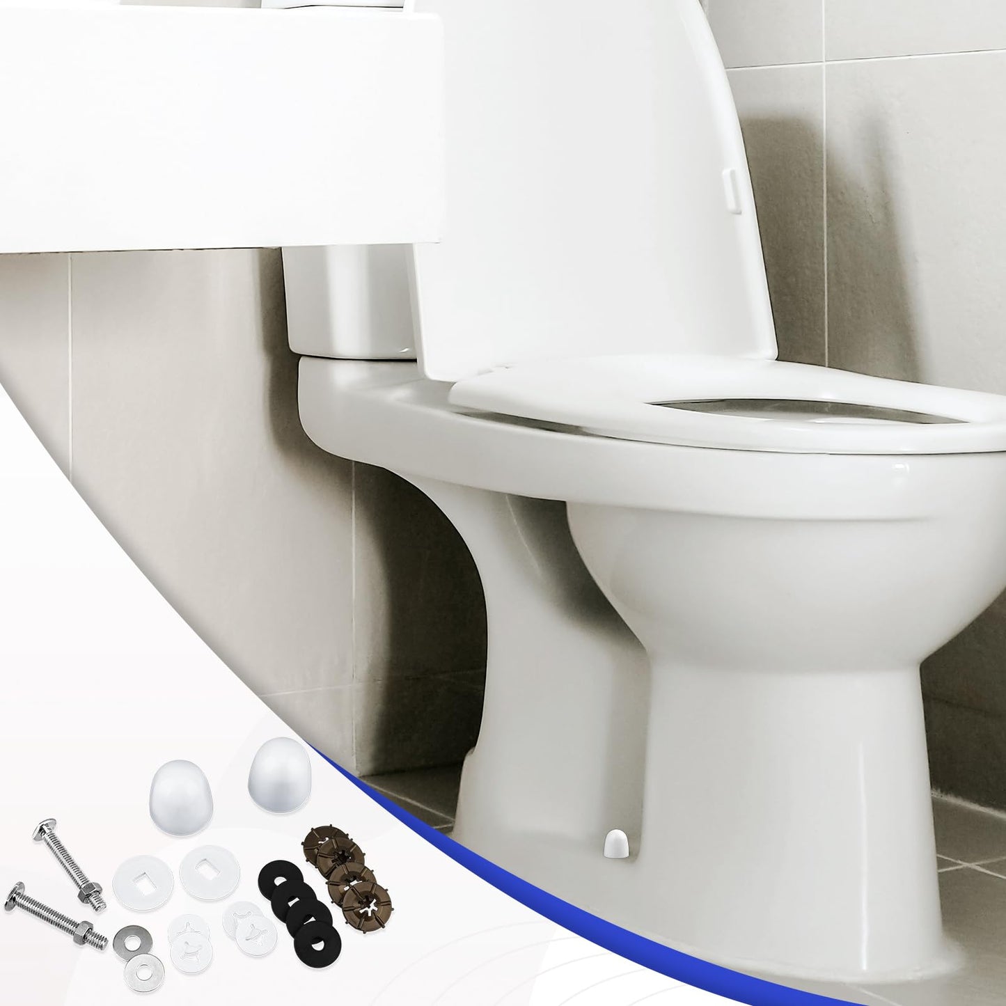 Toilet Floor Bolts and Caps Set, Universal Toilet Flange Repair Kit Stainless Steel Toilet Fixing Bolts and Nuts Set America Standard Toilet Parts Including Toilet Bolt Caps Closet Bolts and Washers