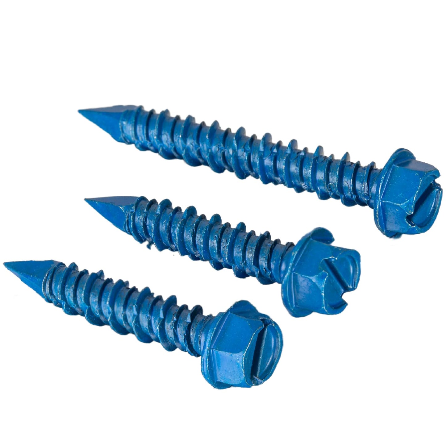 Krysay 53Pcs 1/4 x 1-3/4 in Concrete Screws with Drill bits,Masonry Screws for Concrete Assortment Kit,Hex Head Block Cement Stacoo Screws and Anchors,Diamond Point,Blue Coated(1LB)