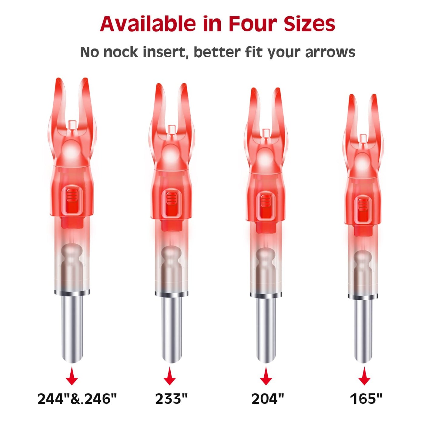 DZHONGD Lighted Nocks for Arrows with .166/G, .204/X, .233/H, .244/S and .246/GT, Archery Lighted nocks (6 Pack)