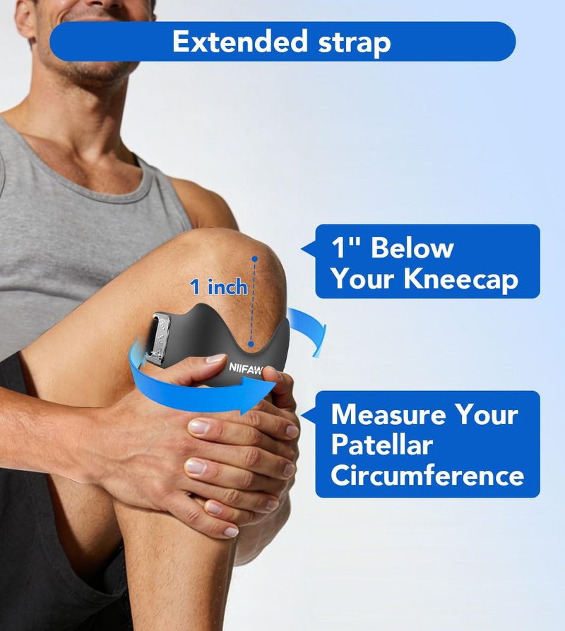 Niifawh Patellar Tendon Support Strap 2 Pack, Silicone Patella Band for Women Men Adjustable Non-Slip Patella Knee Brace Patella Bands for Basketball, Jumpers Knee, Tendonitis, Running, Hiking, Soccer