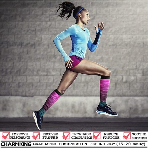 CHARMKING Compression Socks - 15-20 mmHg Circulation Support for Athletic Running & Cycling (8 Pairs)