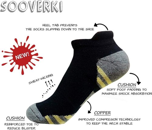 Copper Compression Socks - 6 Pairs for Men & Women | Arch Support & Circulation Relief for Running