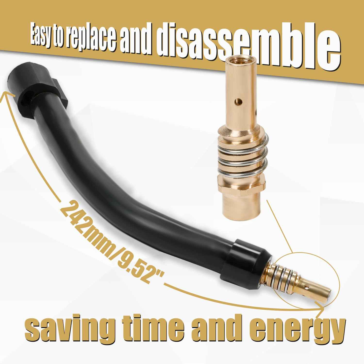 Flexible Mig Welding Neck, 360 Flexible Mig Extension, 030 Inch 0.8mm M6 Nozzle Holder Diffuser&Guard&Torch Neck for MB15 15AK Flexible Mig Gun Extension