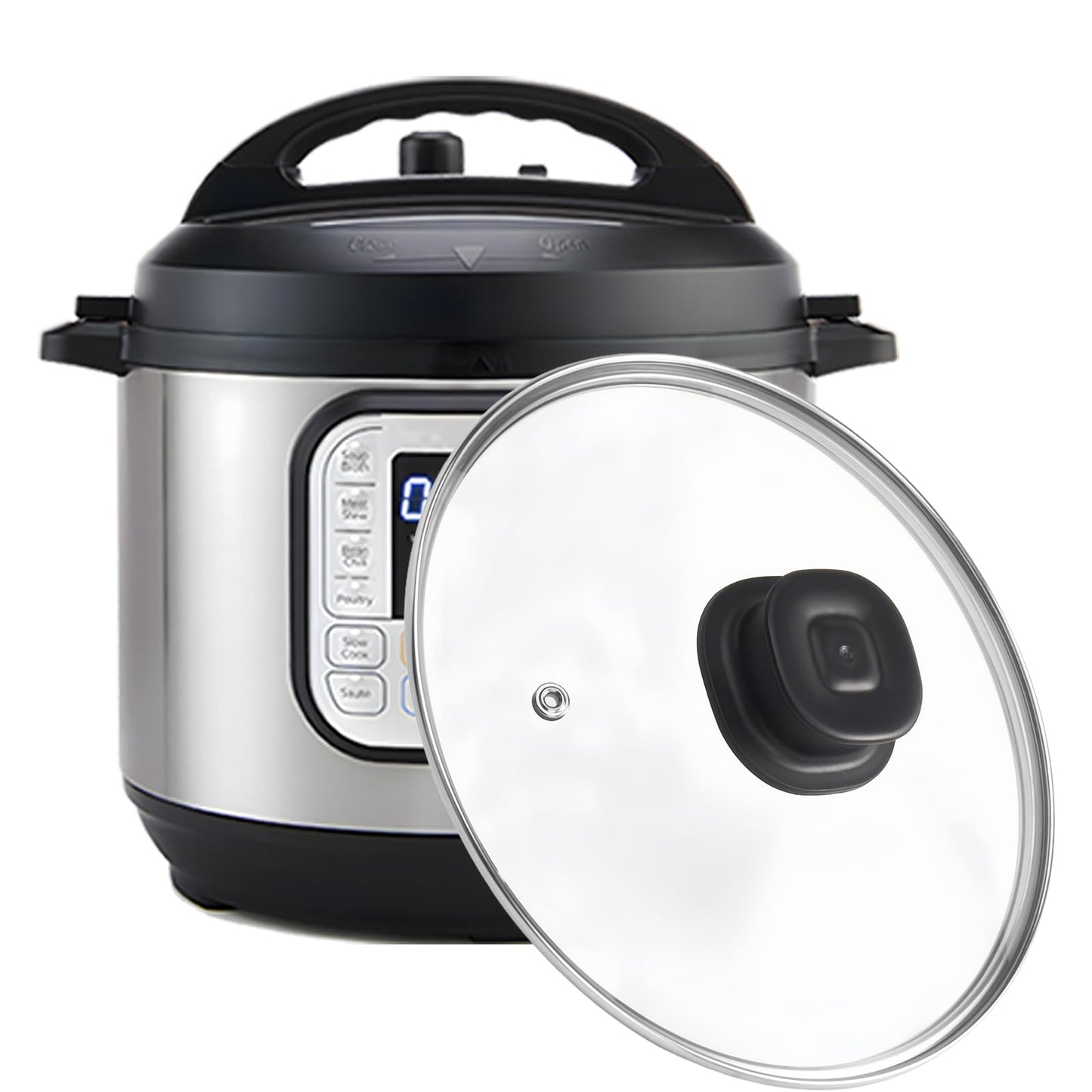9.1-In Glass Lid Replacement for Instant Pot Lid 6 Quart, Tempered Glass Cover for Instantpot, Lid for Instant Pot 6 Quart, Accessories 6 QT for Insta pot, Heat Resistant Handle & Stainless Steel Rim
