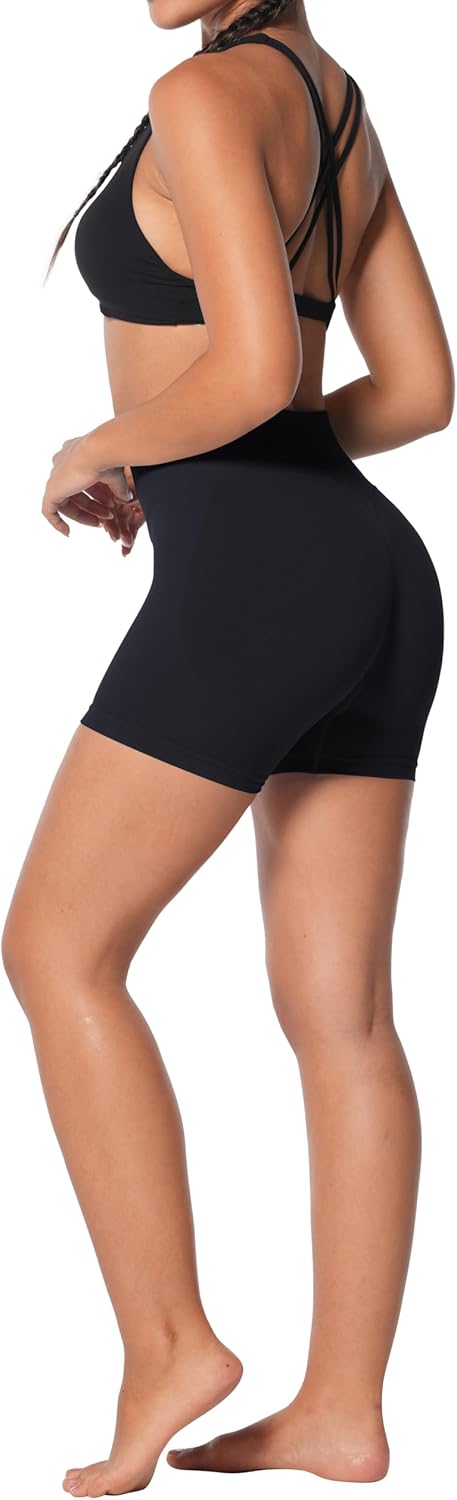 Sunzel Seamless Scrunch Butt Biker Shorts - High Waisted Booty Lifting Yoga Gym Shorts with Tummy Control