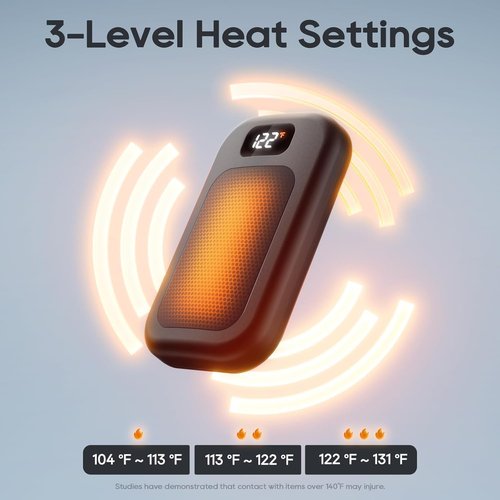 AI Hand Warmers - Rechargeable 2-Pack with 3 Heat Levels & Real-Time Temp Display | Fast Heating, Portable Design