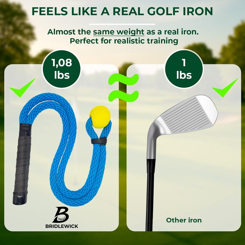 Bridlewick - Golf Rope Swing Trainer - Weighted Rope with Ball, Improve Swing Speed, Tempo, Rhythm & Strength - Warm-Up Training Aid - Manual, Bag – Gift for Men - All-Level