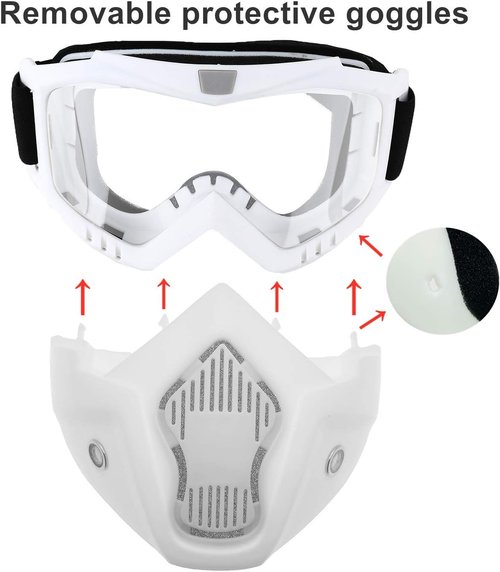 LJDJ Motorcycle Goggles - Anti-UV Removable Face Mask for Dirt Bike & ATV | Adjustable MX Eyewear