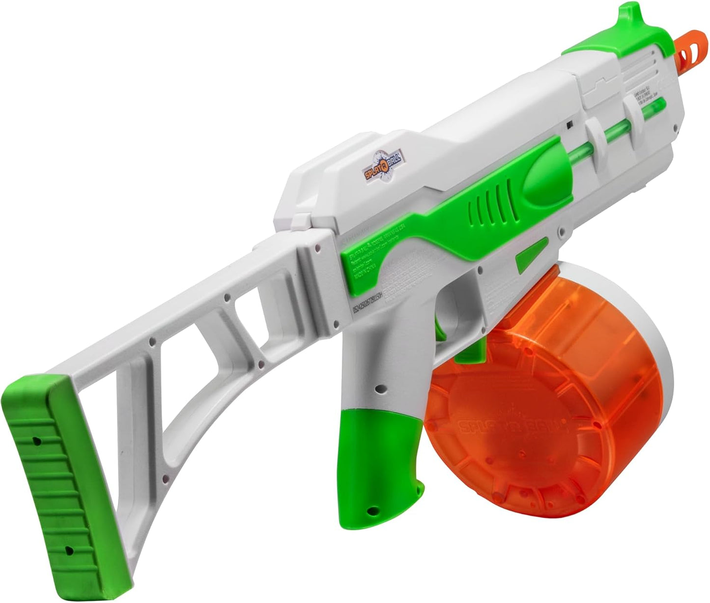 SplatRBall SRB1200 Water Gel Ball Blaster Kit - Glow-in-the-Dark, LED Lights, 225 FPS, 1200-Round Drum - Green/White