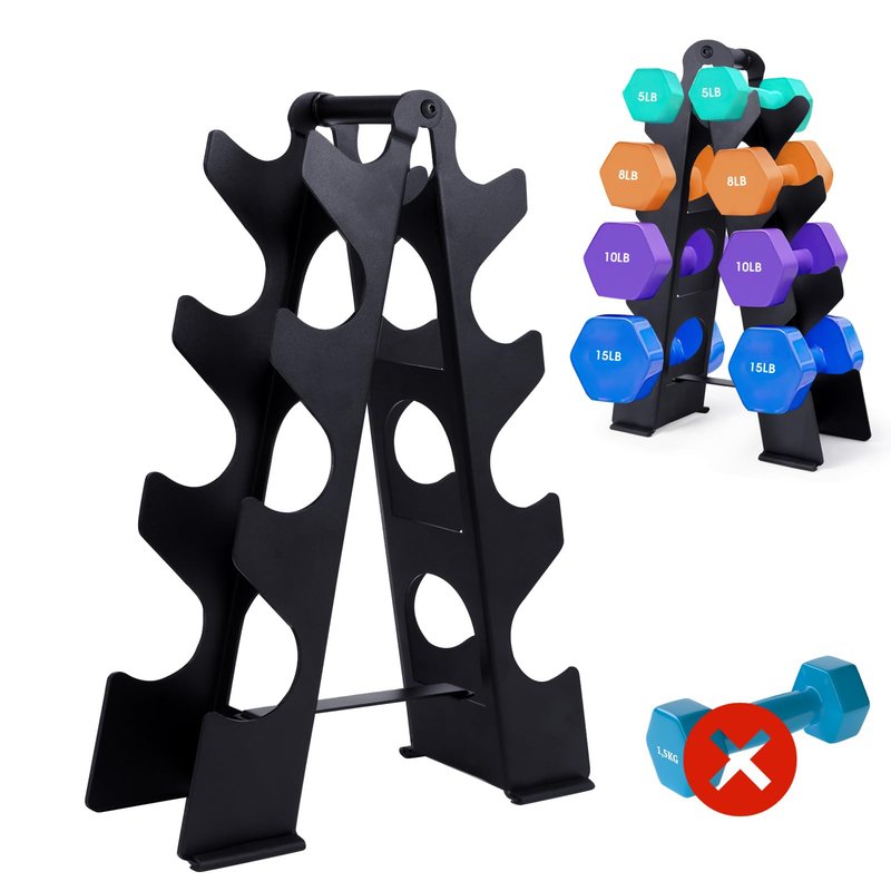 【Dumbbells not Included】 Dumbbell Rack Stand Only, Compact A-Frame Weight Rack for Dumbbells, Rust-Resistant Coated Dumbbell Storage Rack, Dumbbell Stand with Handle & Non-Slip Base for Home Gym