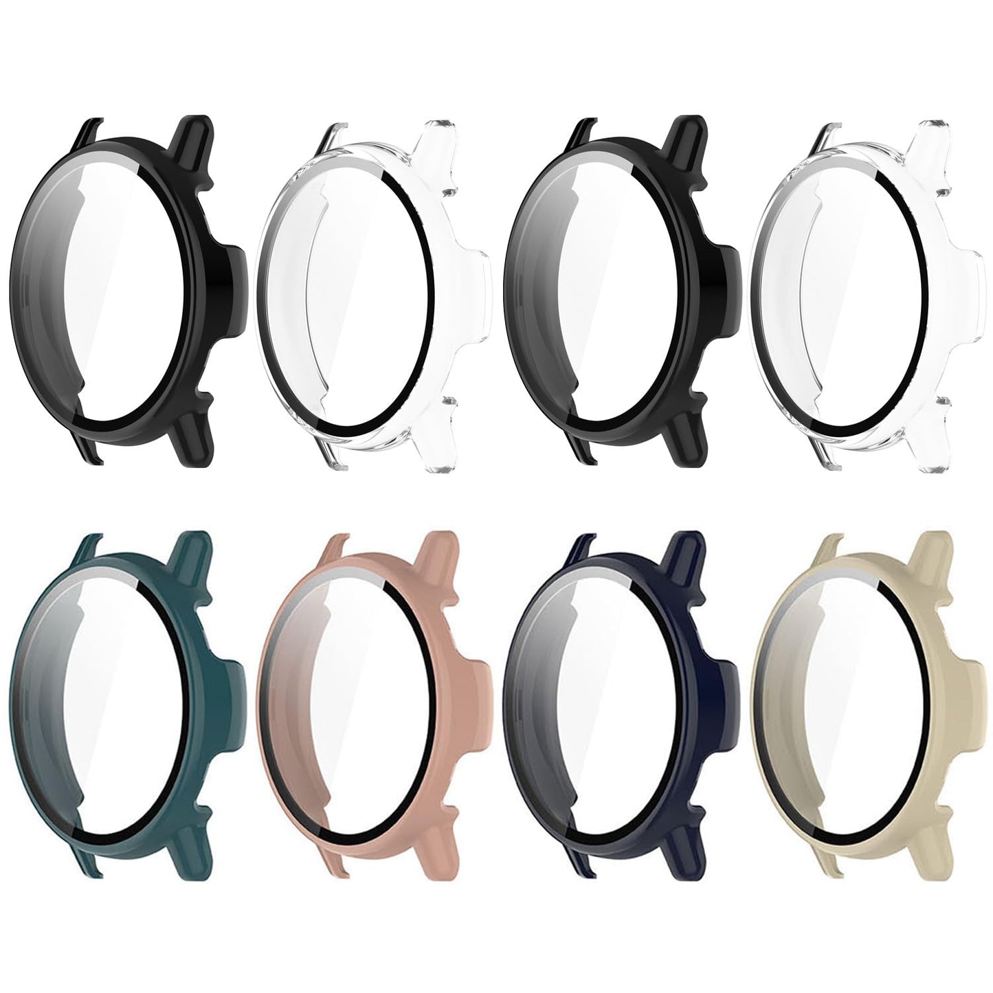 HXFRTYU 8 Pack Case for Garmin Vivoactive 5 Screen Protector, Hard PC Bumper Overall Protective Tempered Glass Cover Accessories for Garmin Vivoactive 5 SmartWatch