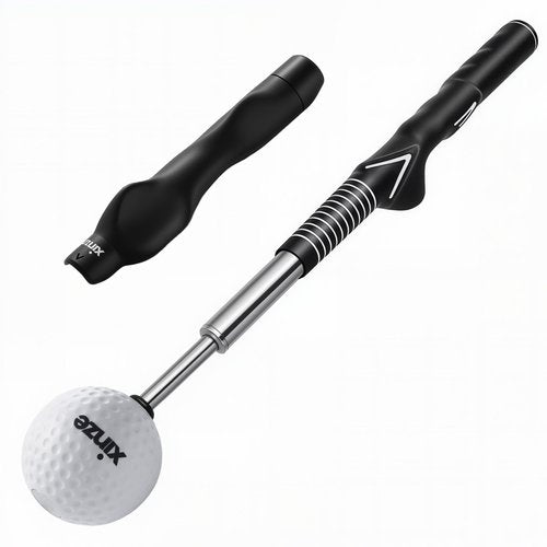 xinze Retractable Golf Swing Trainer and Club Grip Trainer 2-in-1 Bundle,Right Hand Golf Training Aid,Click Stick