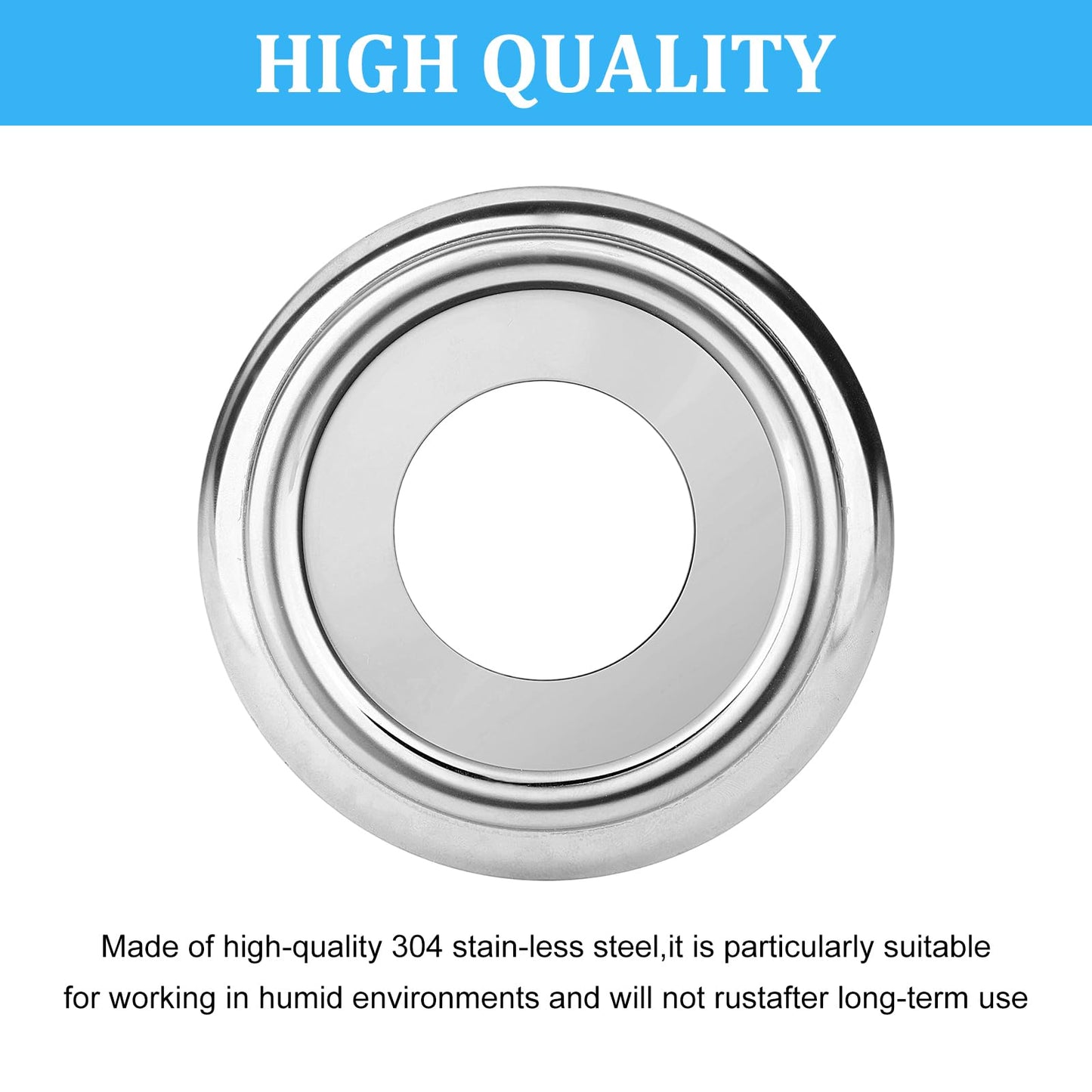 Metal Tub Spout Cover Ring, Stainless Steel Bathroom Faucet Remodeling Wall Plate with Foam Gasket（1-1/2 Inch ID and 3-5/8 Inch OD）