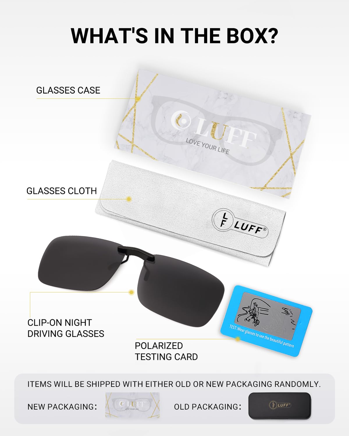 LUFF Polarized Clip on Sunglasses for women and men,sunglasses clip for car visor,UV400 Outdoor/Driving/Fishing(Black)