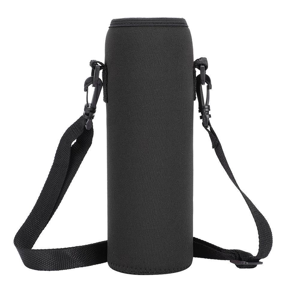 Mrisata Neoprene Portable Insulated Water Bottle Sling Holder Bag, 1L Carrier, Black