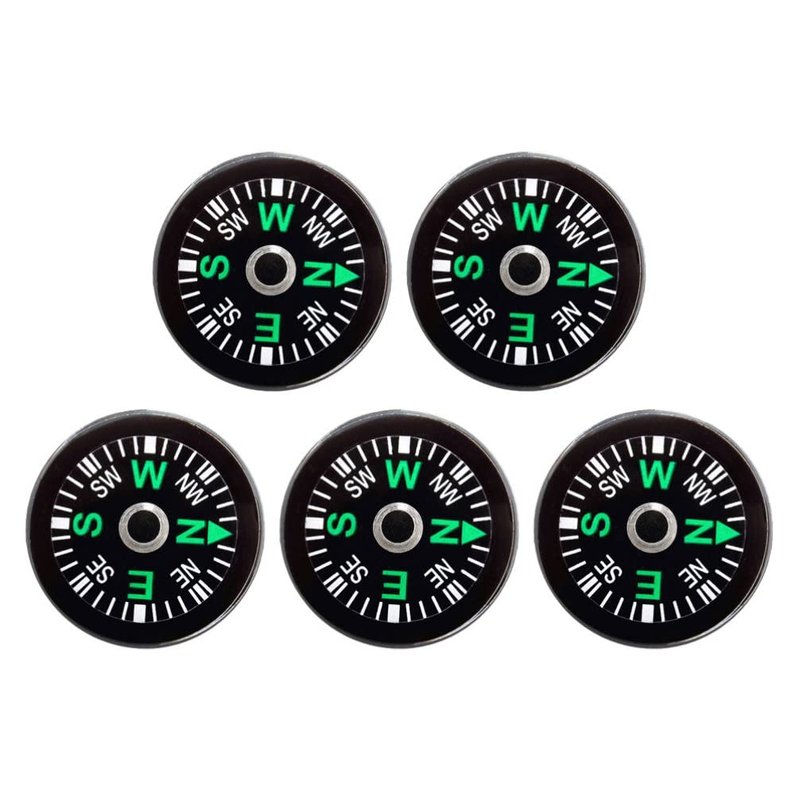 15mm Pocket Survival Button Compass Mini Backpacking Compass for Boating Camping Hiking 5PCS