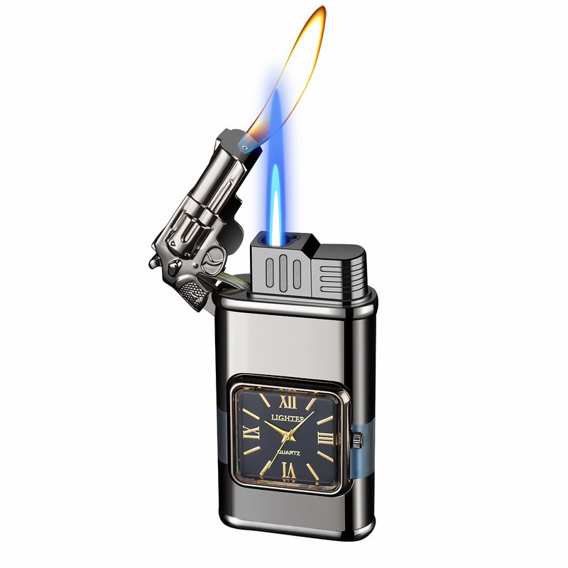 GDPN Dual Flame Lighter - Convertible Jet to Soft Flame, Windproof, Premium Zinc Alloy, Refillable with Stylish Dial(Gas Not Include)