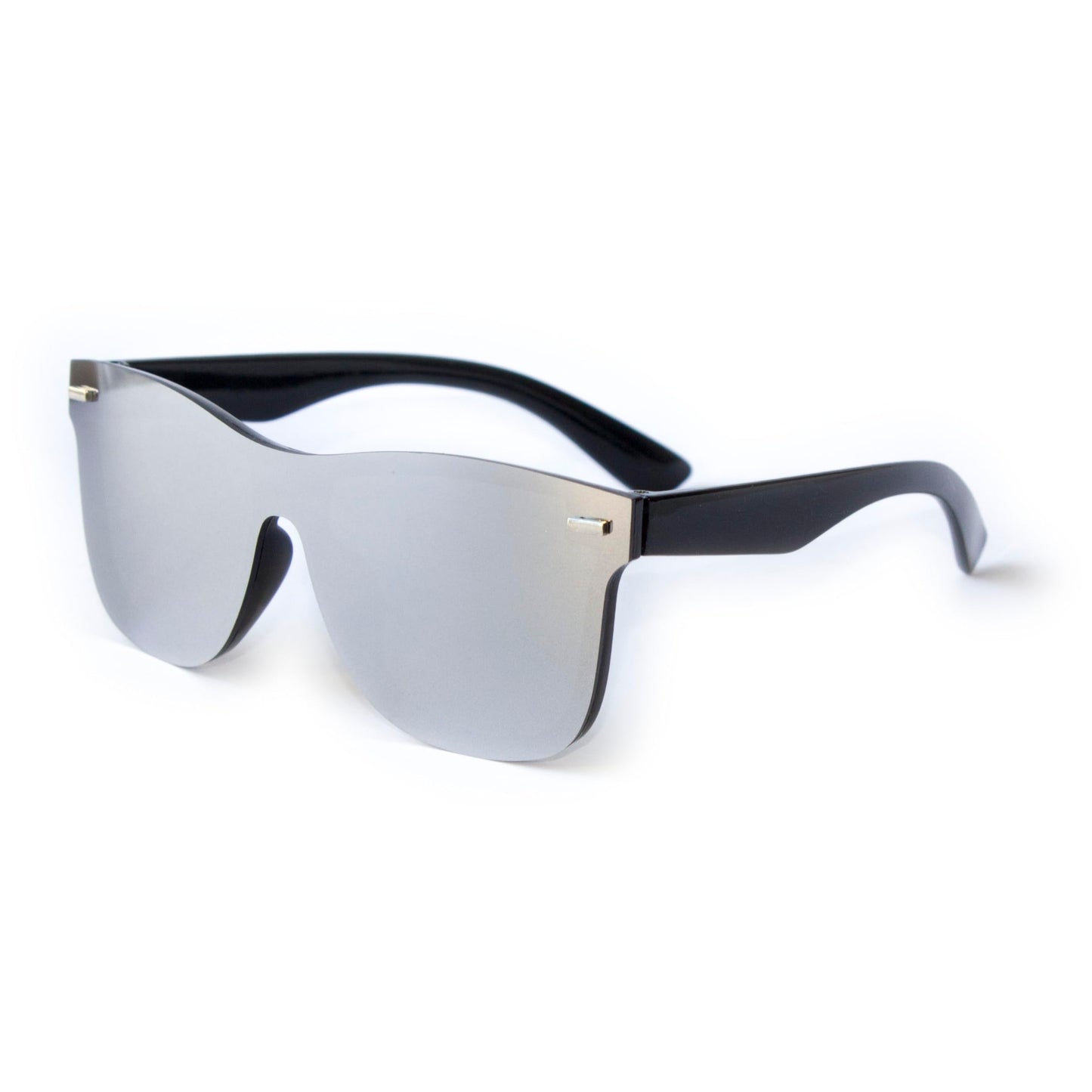 LOOVILEN 2 Pack One-Piece Mirror Lens Sunglasses - UV400 Protection Frameless Shades for Men & Women - Lightweight (62mm Wide) for Driving, Travel & Fashion Black Grey Silver