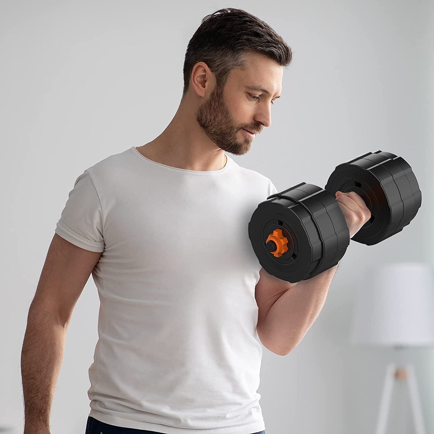 86 lbs BOSWELL 3 in 1 Adjustable Weights Barbell Dumbbells Set, Non-Slip Neoprene Hand with Connecting Rod for Adults Women Men Workout Fitness,Home Gym Exercise Training Equipment