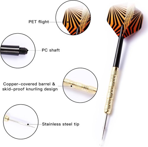 MaxMau 18-Piece Steel Tip Darts Set - Durable Metal Points with PVC Flights for Ultimate Precision