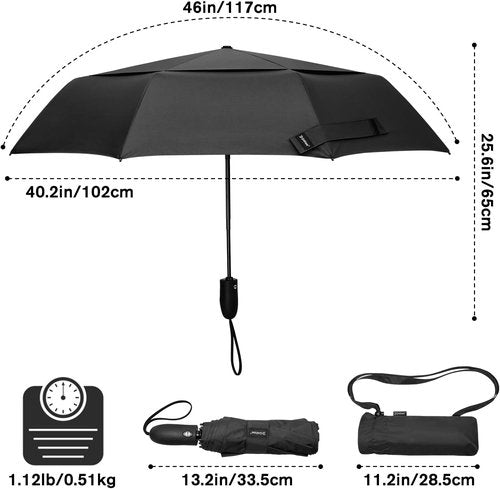 G4Free Windproof Travel Umbrella - 46-Inch Automatic Compact Design with Strong Fiberglass Frame