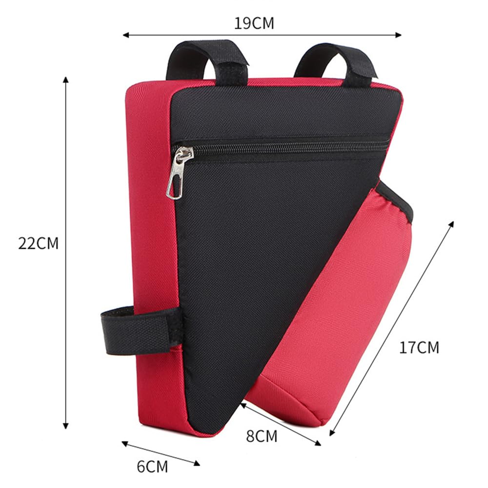 YERGOFE Bike Triangle Bike Bag - Red - Bicycle Accessories for Adult Bikes，Water Bottle Pocket， Waterproof