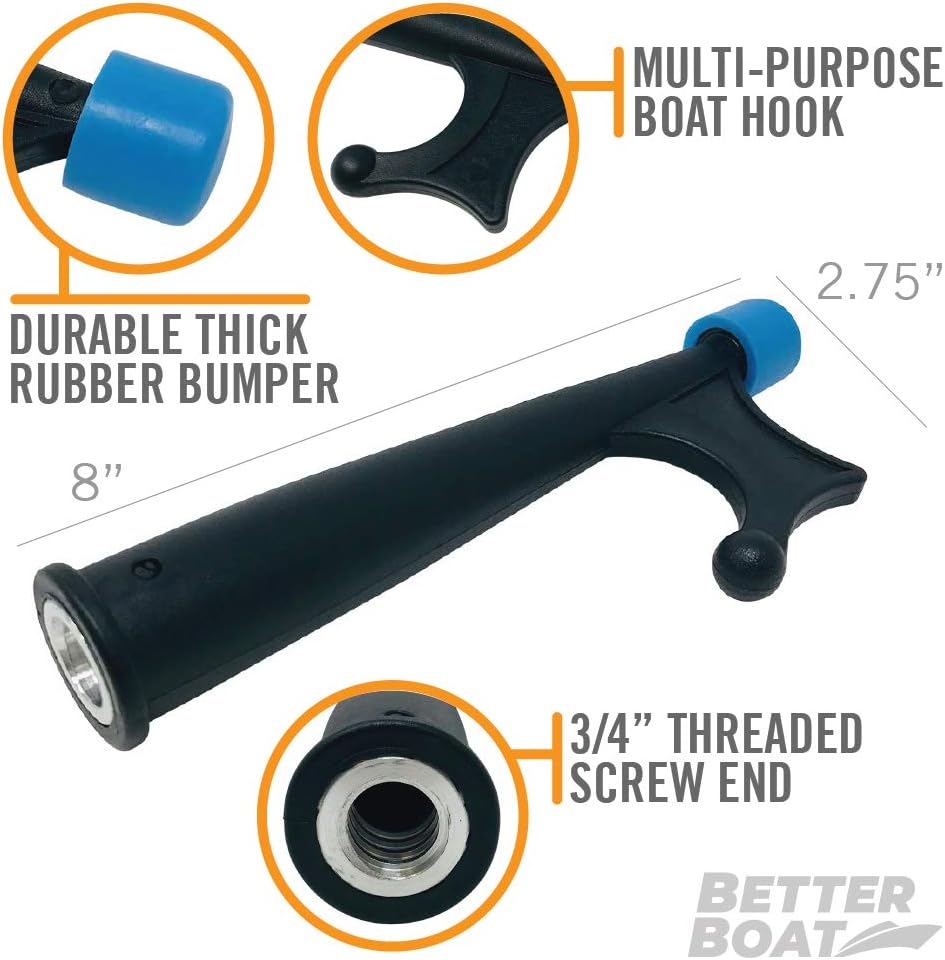 Telescoping Boat Hook Pole - Durable Docking Stick with 3/4" Thread Screw End | Marine Boating Accessory