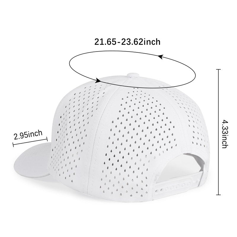 HH HOFNEN Quick Dry Baseball Cap Mesh Snapback Hat Sun and Rain Protection Golf Ball Cap for Men Women White