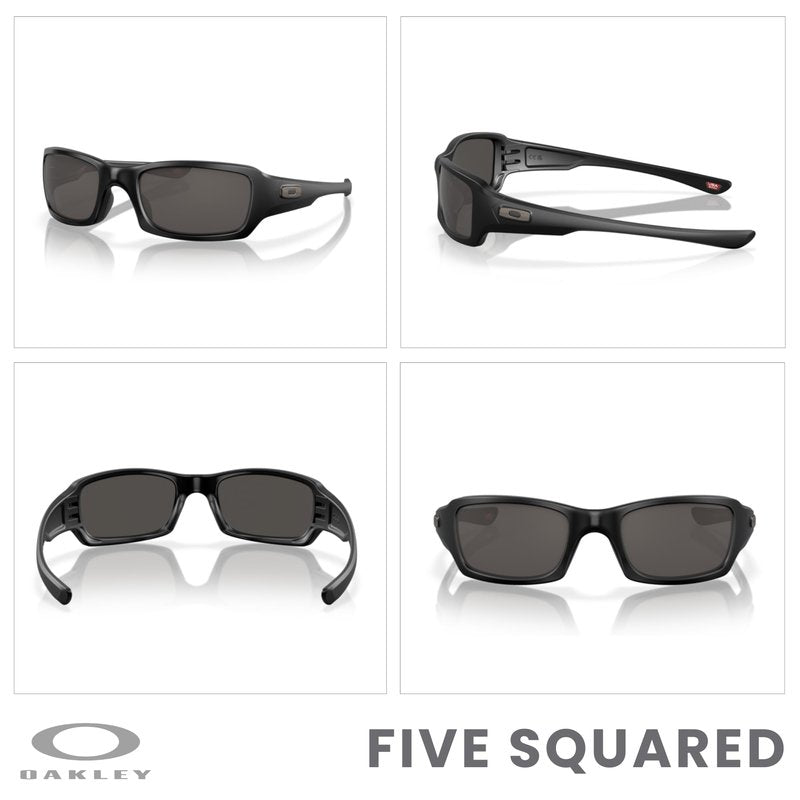 Oakley Fives Squared OO9238 923810 54MM Matte Black/Warm Grey Sunglasses for Men+ Bundle Accessory Leash Kit, Microfiber Pouch