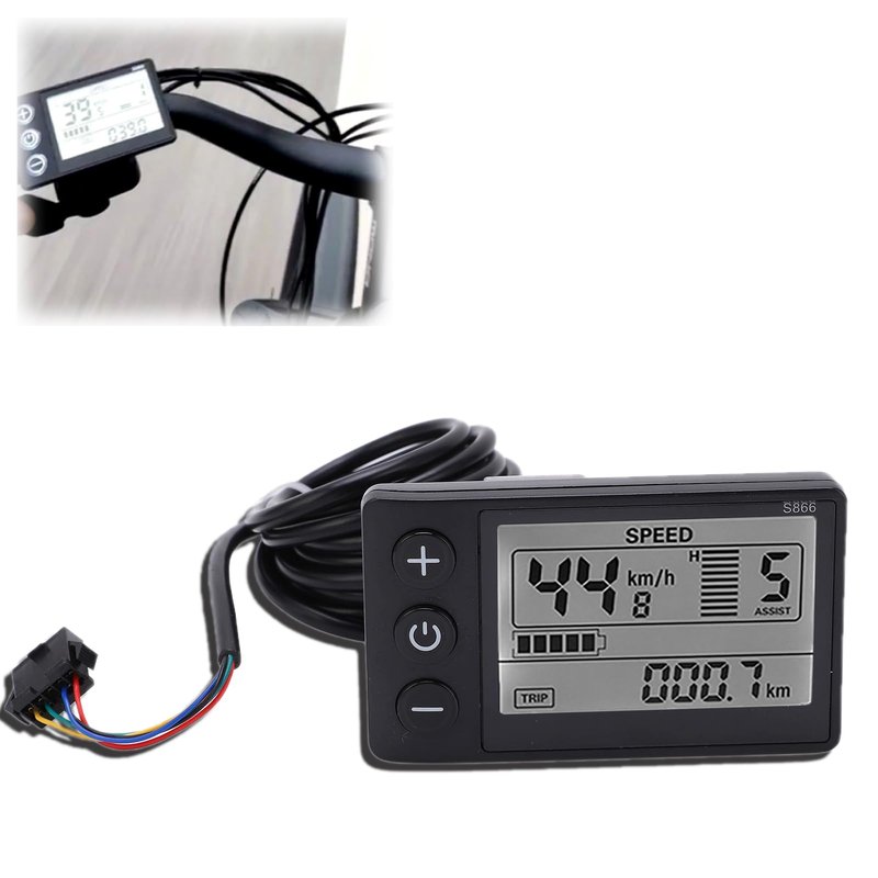 S866 Electric Display LCD Meter 24V 36V 48V Electric Scooter Control Panel with Plug
