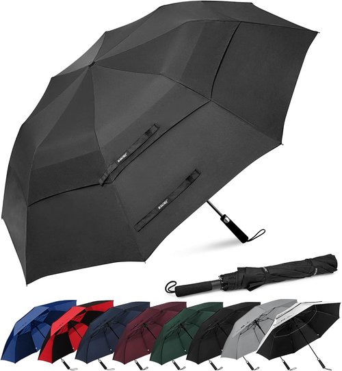 G4Free 62-Inch Portable Golf Umbrella - Oversized Windproof & Waterproof Design | Black