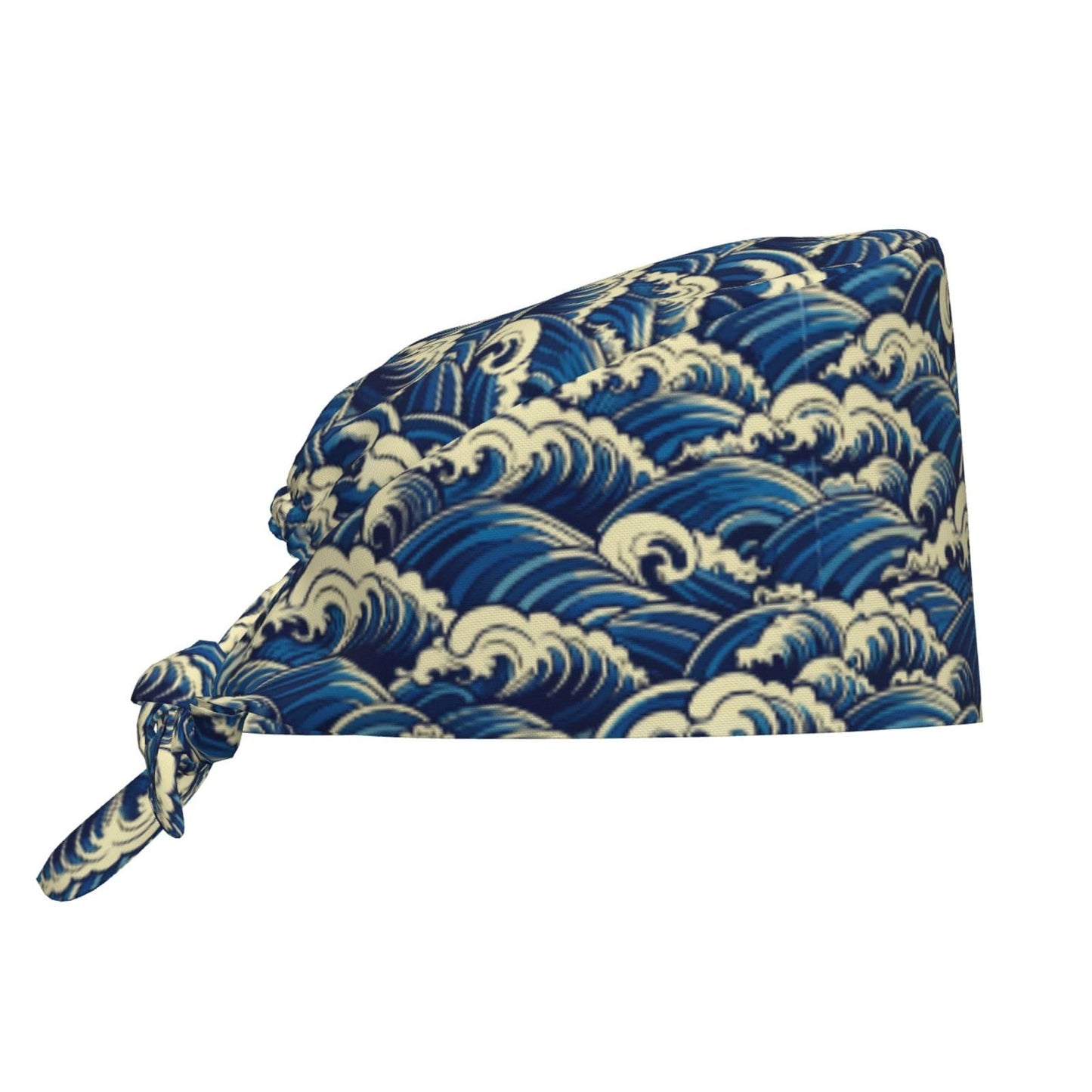 The Great Wave Off Kanagawa Japanese Working Cap for Women Men, Scrub Cap with Sweatband Adjustable, Unisex Tie Back Hat, Nurse Surgical Caps