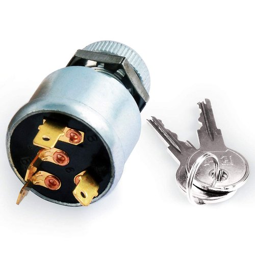 Roykaw Golf Cart Ignition Switch and Key Starter Switch for EZGO 1981-up Gas/Electric (with Lights) 4-Prong OEM #33639G01