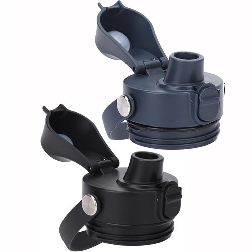POYAKU Auto Spout Lid for Yeti Rambler 12/18/26/36/46/64 Oz Chug Cap Replacement with Soft Handle for RTIC | Leakproof | BPA Free | Dishwasher Safe (Aotu Spout Lid, Black&Navy)