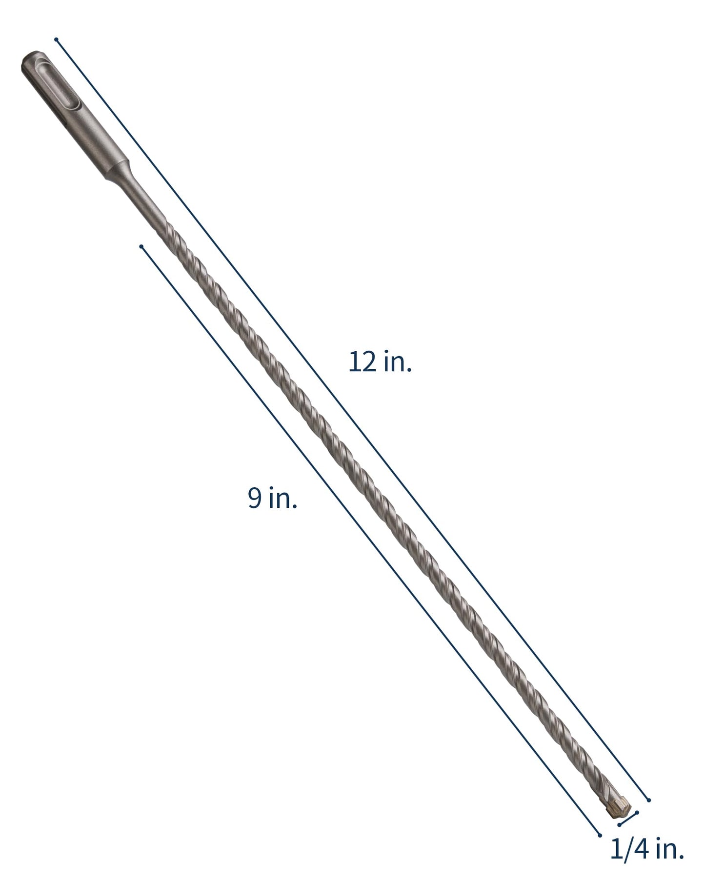 1/4 Inch x 12 Inch SDS Plus Rotary Hammer Drill Bit, Firecore Tungsten Carbide Long Drill Bits for Concrete Masonry Ceramic Tile Cement Walls Brick Rocks Stone, Brocas para Concreto