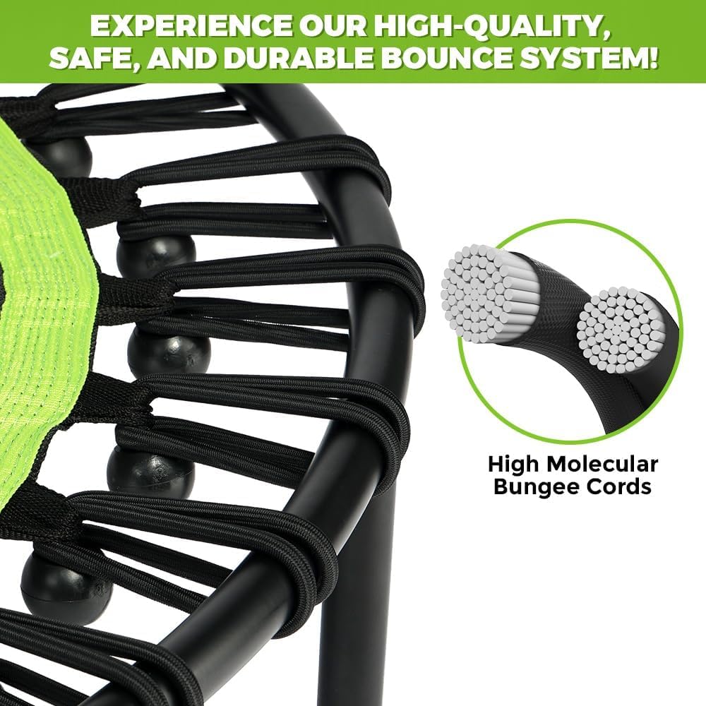ONETWOFIT Foldable Rebounder Trampoline for Adults, 40/42/45” Mini Fitness Trampoline W/Adjustable Foam Handle Bungees, Quiet Exercise Trampoline for Personal Indoor Workout (40IN-with Handle)