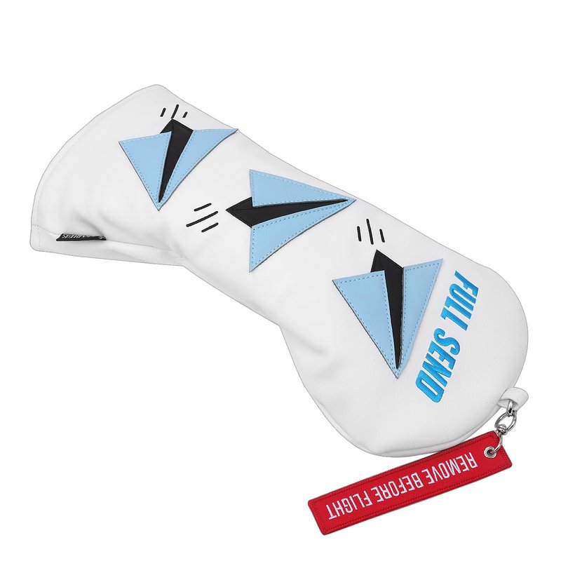 SHABIER White Golf Driver Headcover with Blue Airplane Design for Golf Driver Club