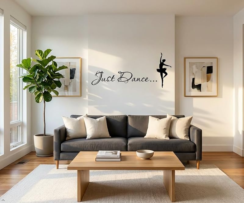 Picniva Just Dance Black Vinyl Wall Decal Studio Decor 10x22