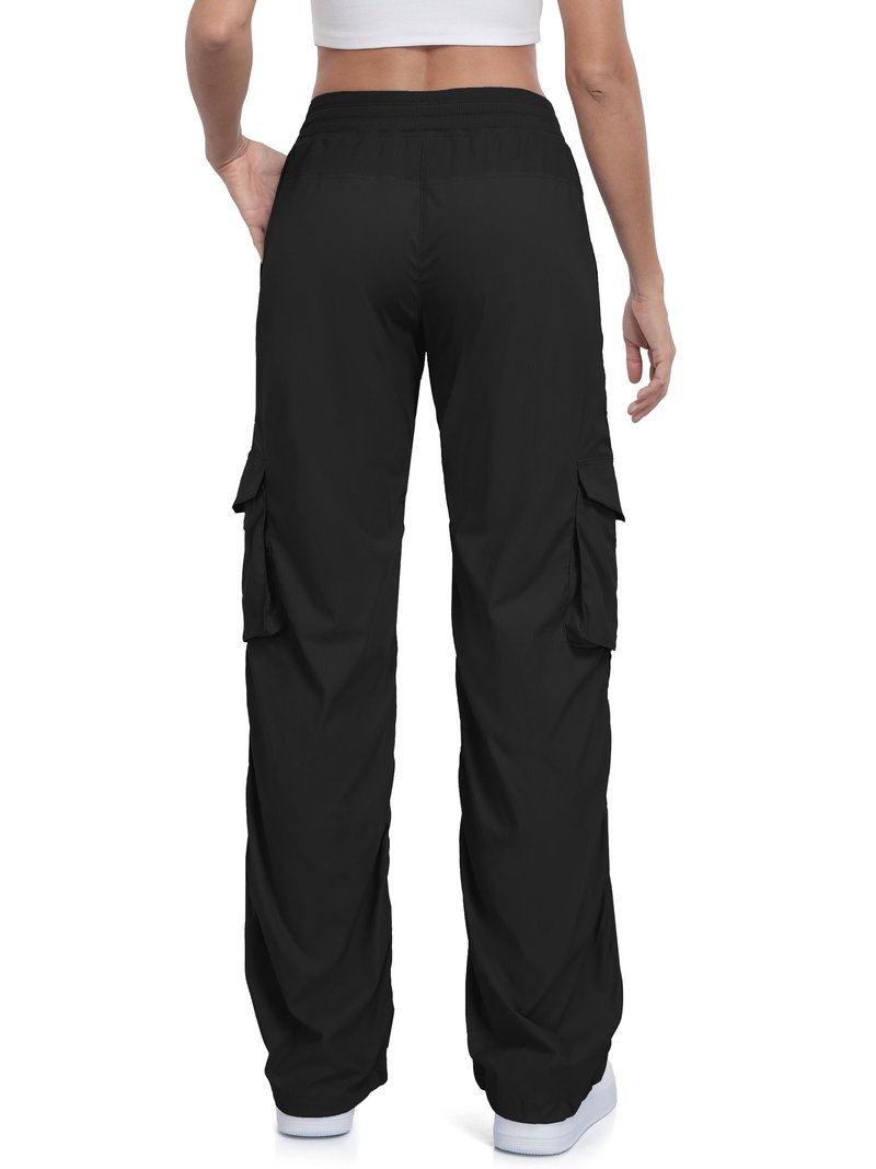 Tapata Tall Womens 34" Inseam Lightweight Cargo Dance Studio Pants with 4 Pockets Pinstripe Joggers for Lounge, Black, S