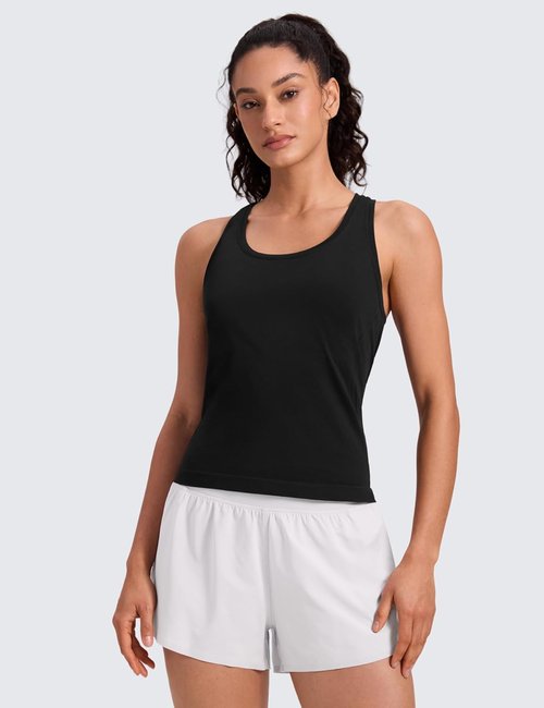 CRZ YOGA Seamless Racerback Tank Top for Women - Breathable Athletic Sleeveless Shirt | Ideal for Gym & Running
