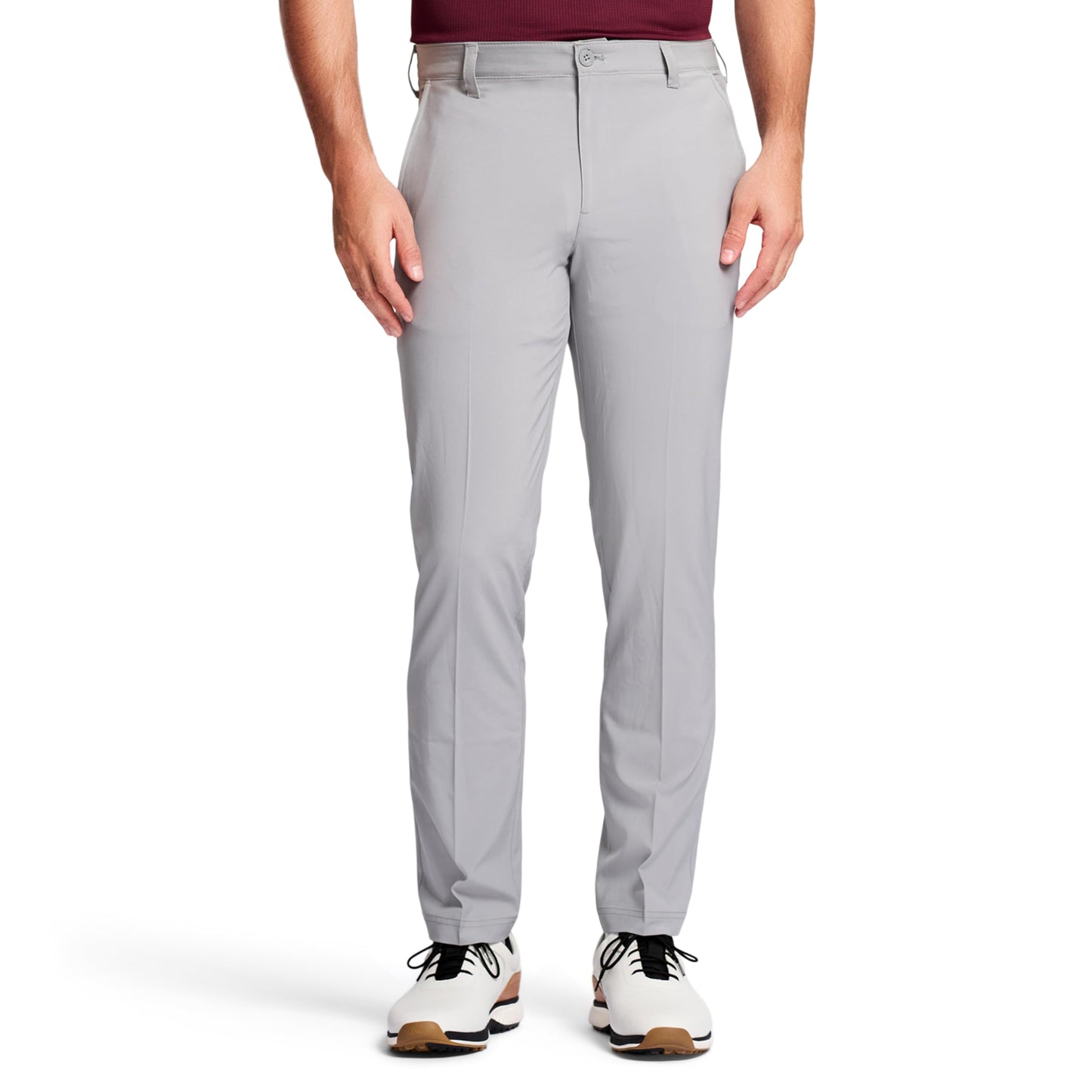 IZOD Mens Golf Swingflex Straight-fit Flat-front Casual Pants, Cinderblock, 34W X 32L US