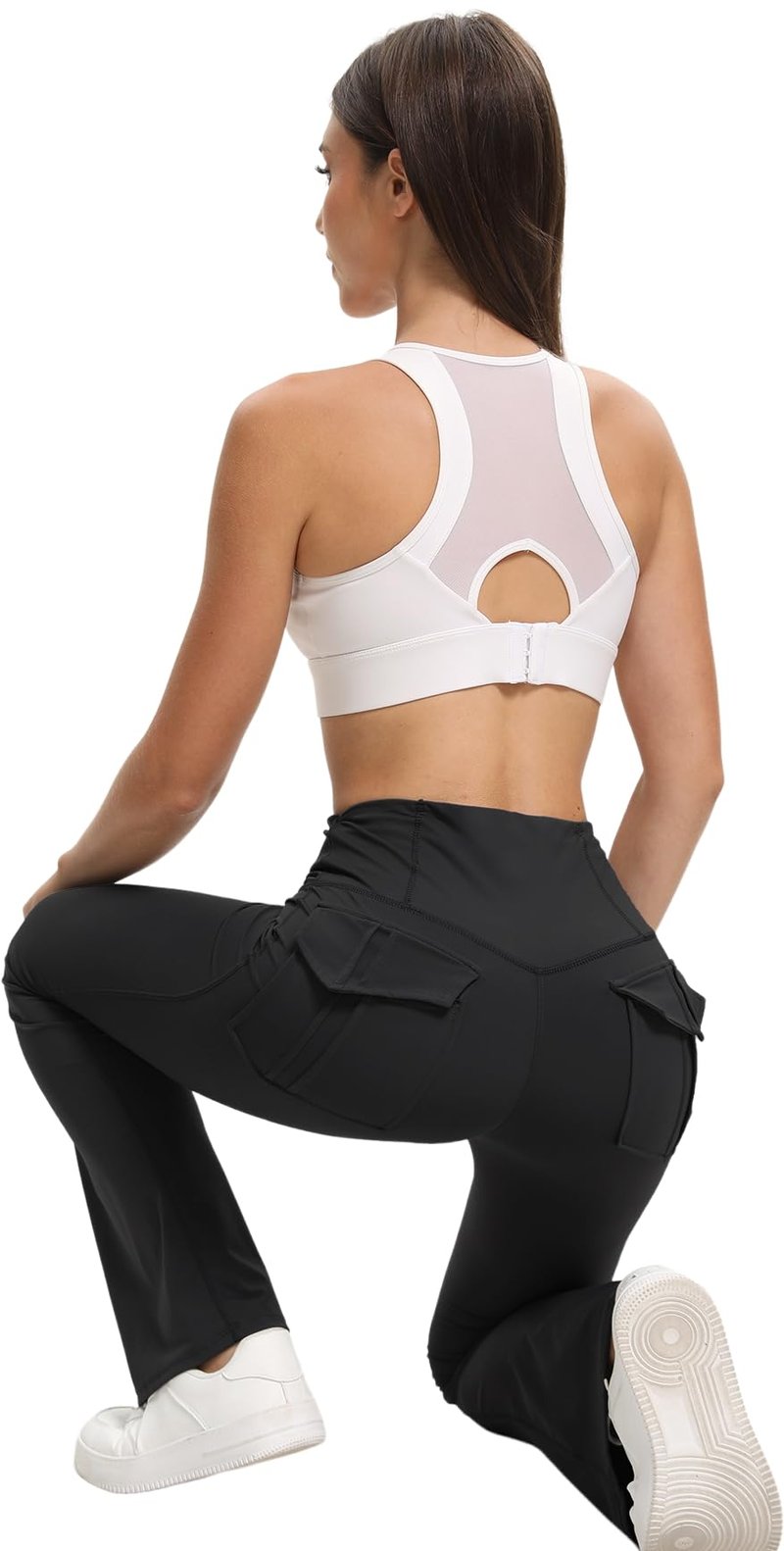 Women's Flare Leggings with Pockets High Waisted Butt Lifting No Front Seam Tummy Control Bootcut Yoga Pants for Women