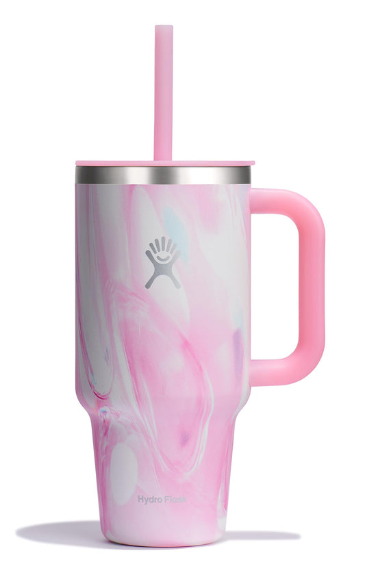 Hydro Flask 32 Oz Travel Tumbler with Handle, Lid and Straw - Insulated Stainless Steel in 32 Oz Jelly Pink