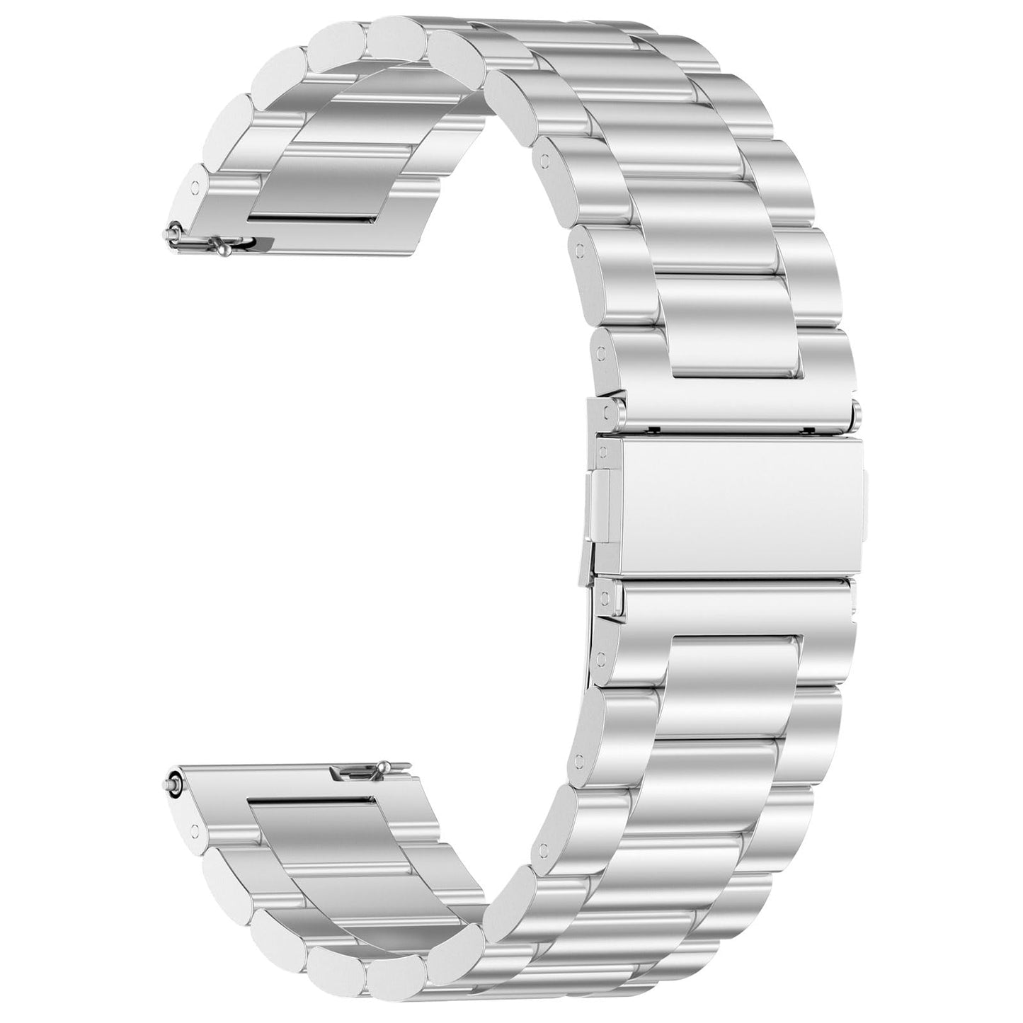 TenCloud Bands Compatible with Amazfit Active Max Active 3 Bip 6 Balance Solid Stainless Steel Strap Women Men Wristband Metal Watch Link Band (Silver)