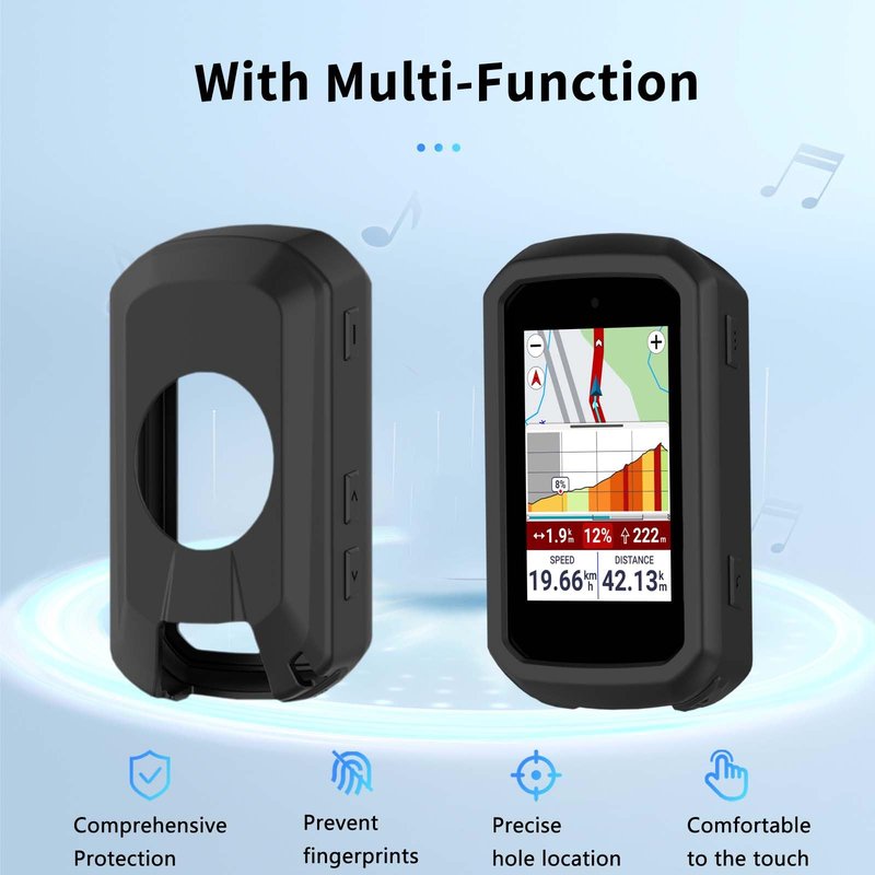 Case for Garmin Edge 850,NOUKAJU Silicone Protective Case,Drop-Proof,Scratch-Proof,Shock-Proof,Protective Cover for Garmin Edge 850 Cycling Computer(Black)