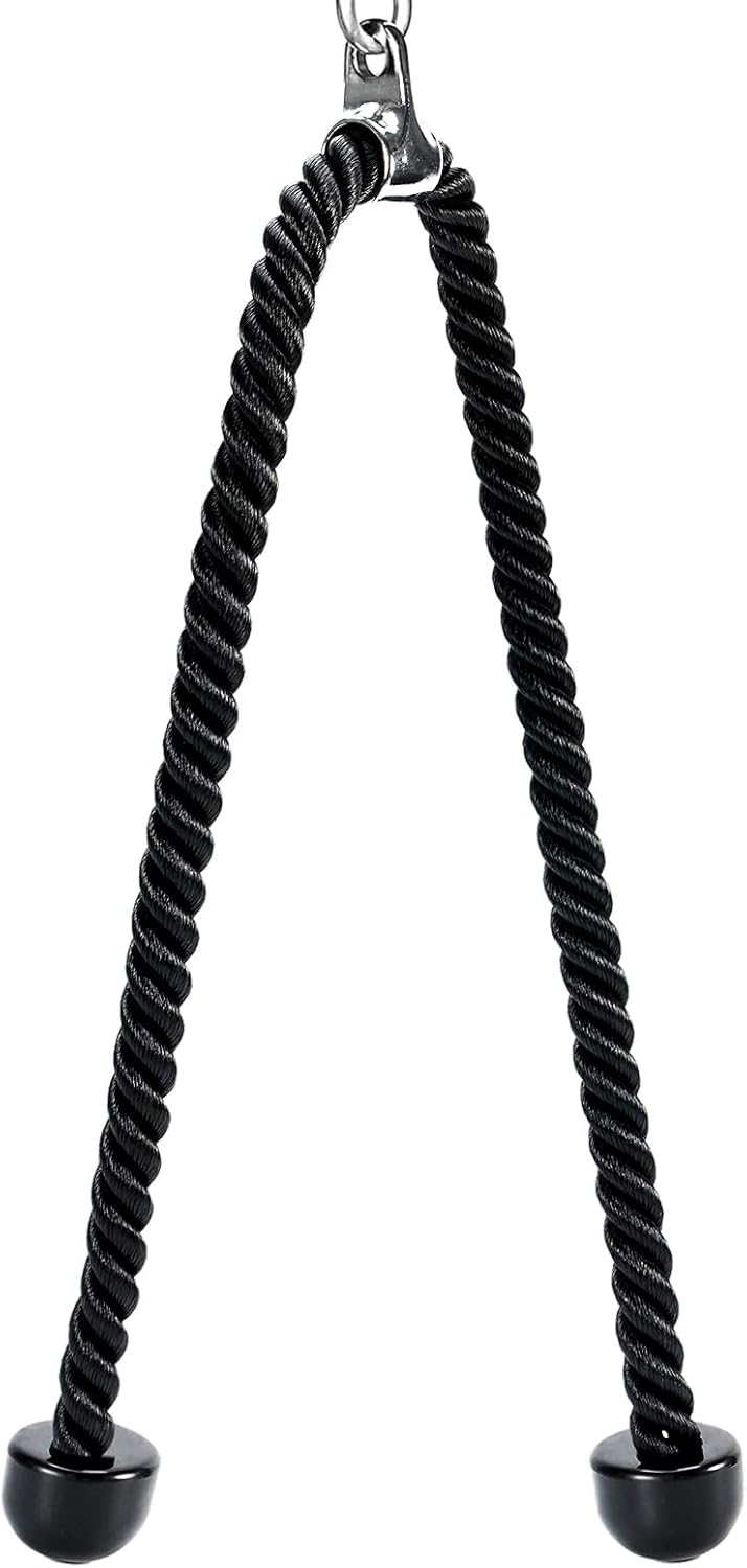 Skiennix Tricep Pull Down Rope - 55 Inch Exercise Cable with Latch for Gym Workouts