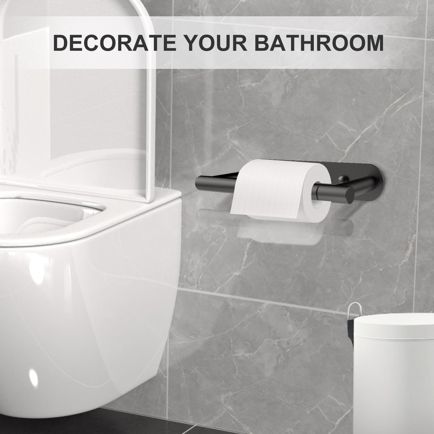 SetSail Toilet Paper Holder Adhesive or Screw-in Matte Black Bathroom Toilet Paper Roll Holders Wall Mount Stainless Steel Tissue Holder for Bathroom Hardware Accessories