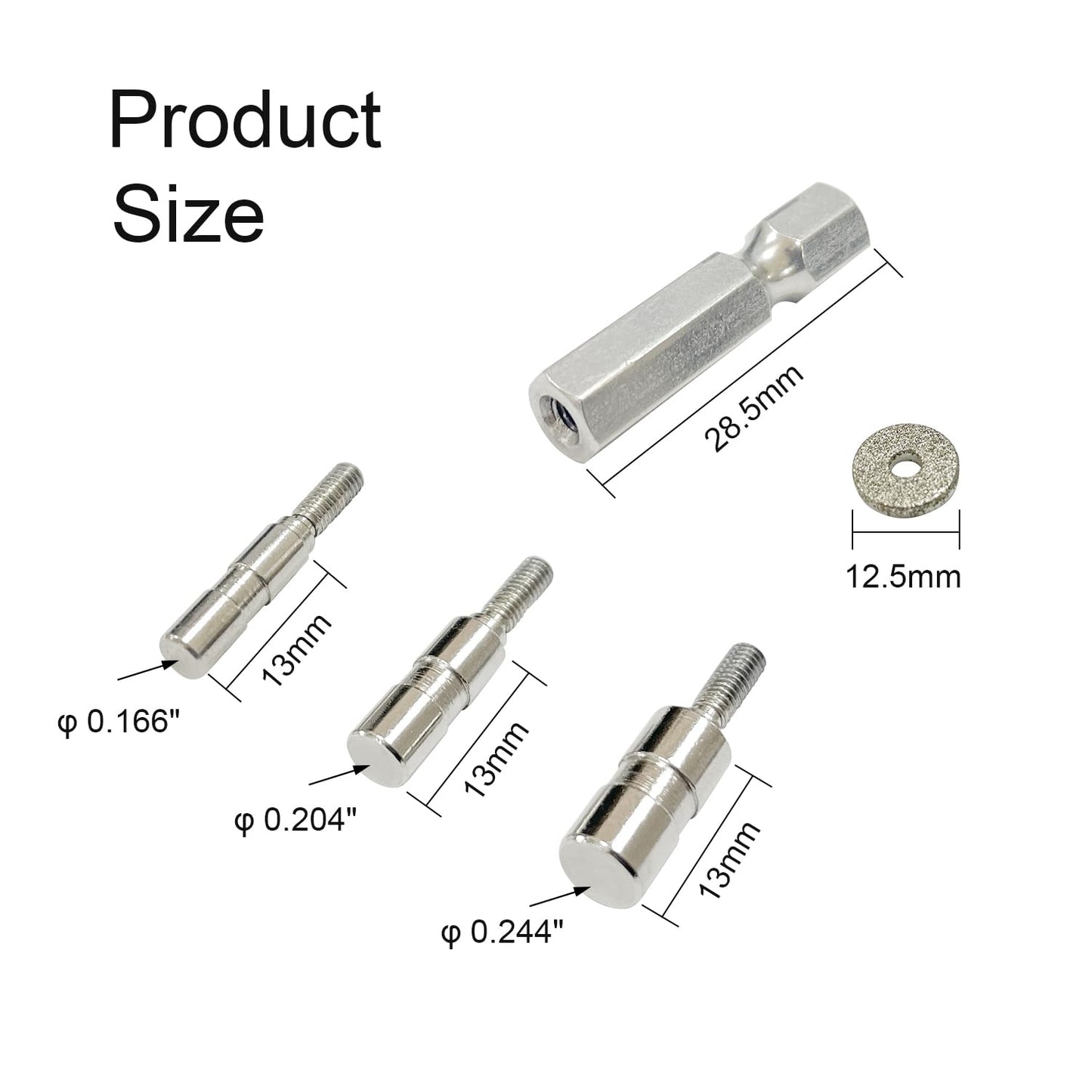 scottchen PRO Arrow Squaring Tool for Archery - Drill Powered Diamond Abrasive Spinner - Includes Mandrels for .166, .204, .244 Carbon & Aluminum Shafts - 1 Pack