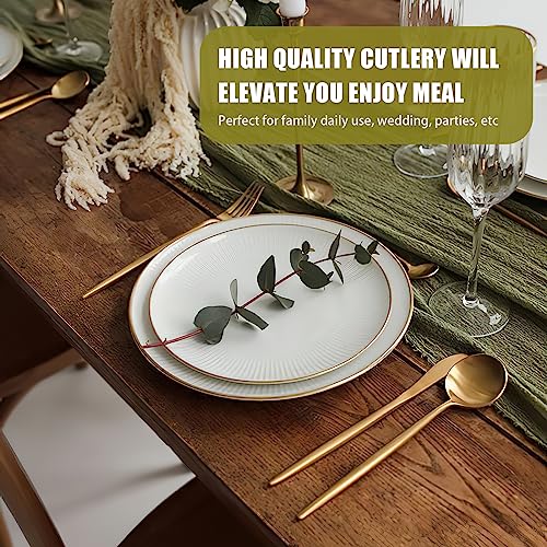 Terlulu 40 Piece Gold Silverware Set for 8 - Modern Flatware for Home & Restaurant
