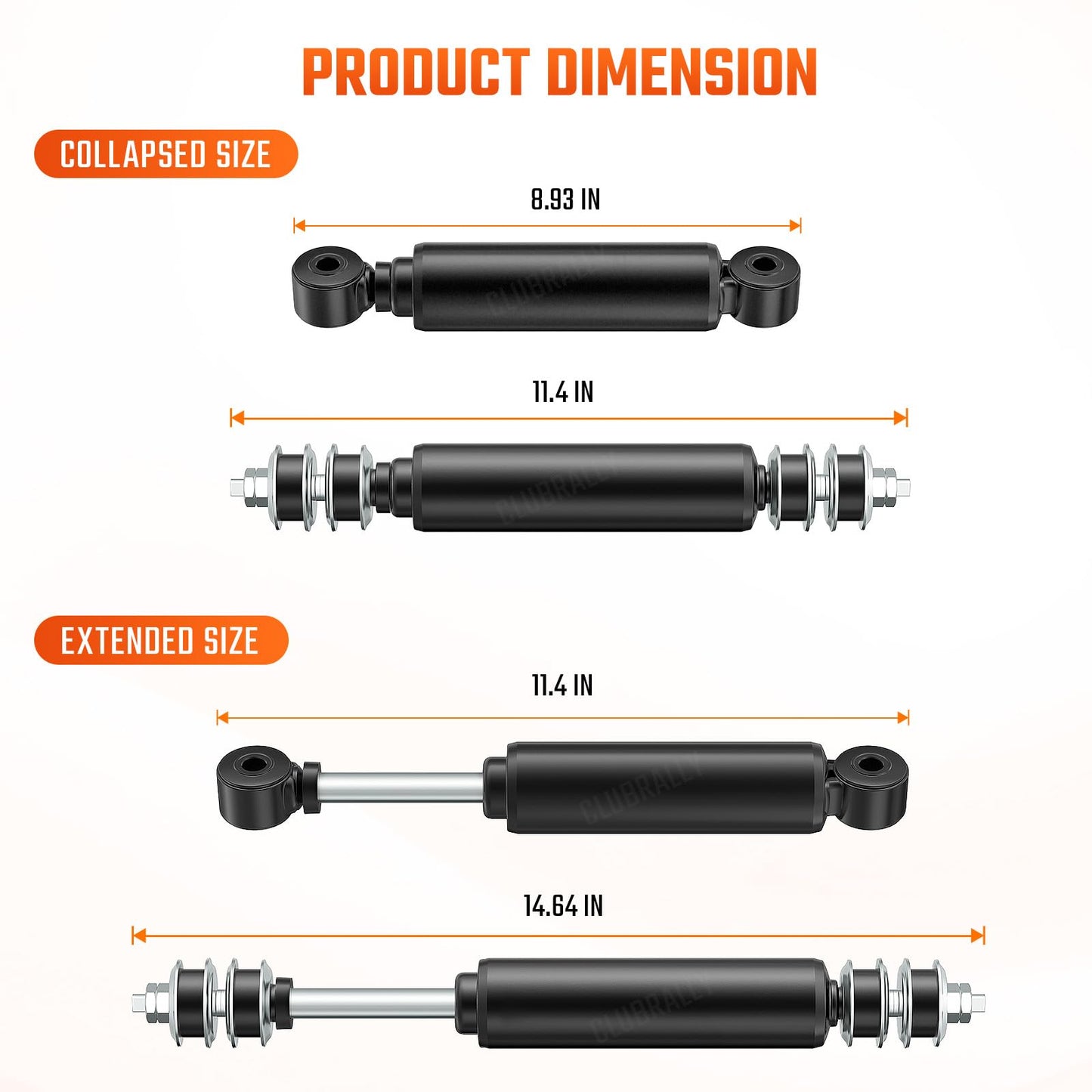 CLUBRALLY Front or Rear Shock Absorbers for Club Car Precedent&Tempo and DS 1014235 102588601 1027064-01 102588501